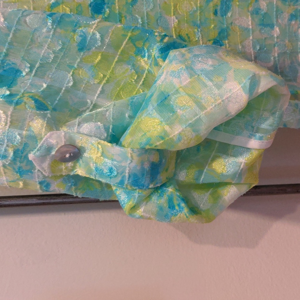 Nwot Ruby Rd Sz 12 Sheer Shimmery Button Front Ro… - image 3